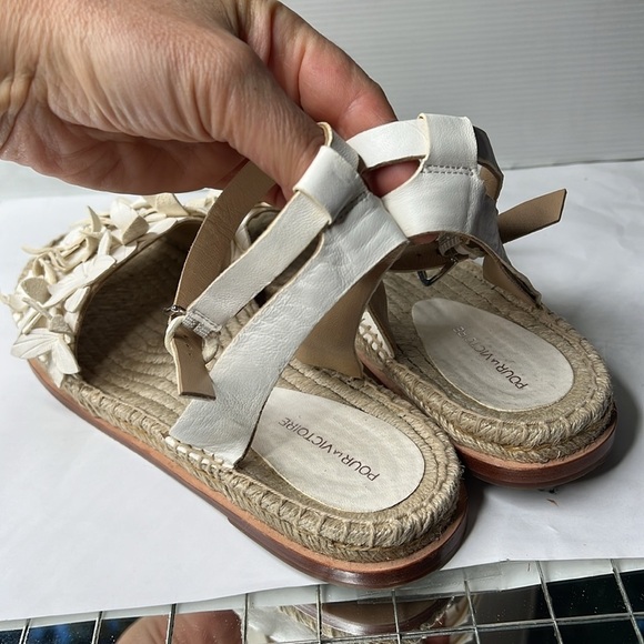 Pour La Victoire Sz 8 Women's Pica Espadrille White Leather Flat Sandals - Picture 4 of 10